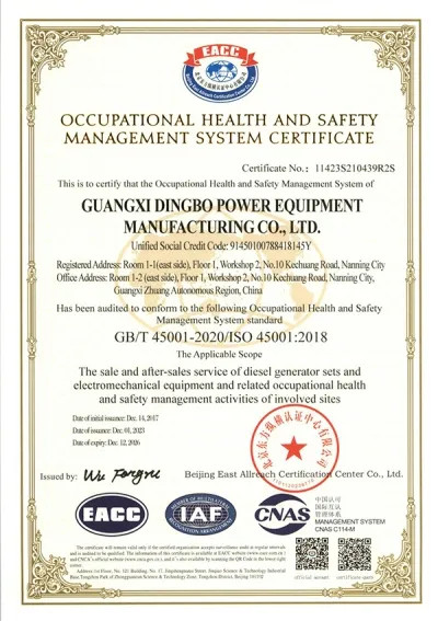 ISO45001 Occupational Health and Safety Management System Certification