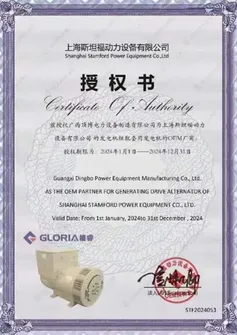 Shanghai STAMFORD Alternator OEM Authorization Certificate